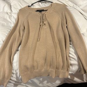 Front ties tan sweater